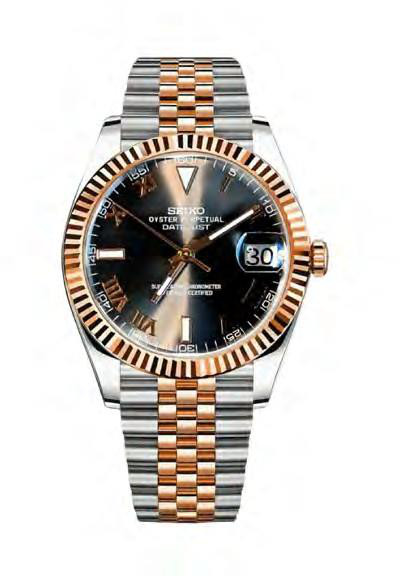 Seiko DateJust Mod Two Tone Gold W/Black Roman — iTrade-00717