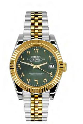 Seiko Mod Datejust Silver Gold - Arabic Green — iTrade-00814